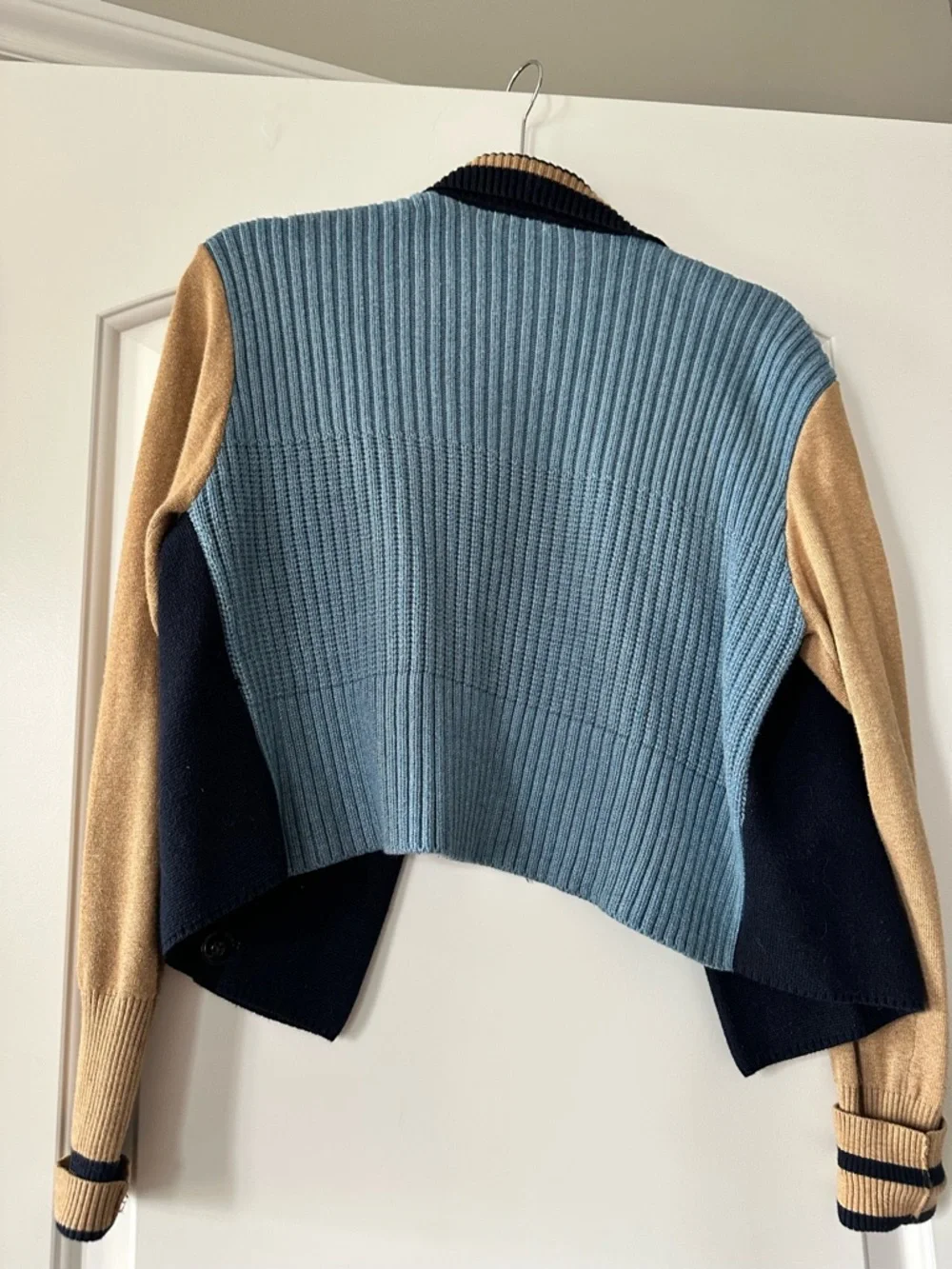 CAbi Navy, Sky Blue & Camel Cropped Button Cardigan - Picture 2 of 2